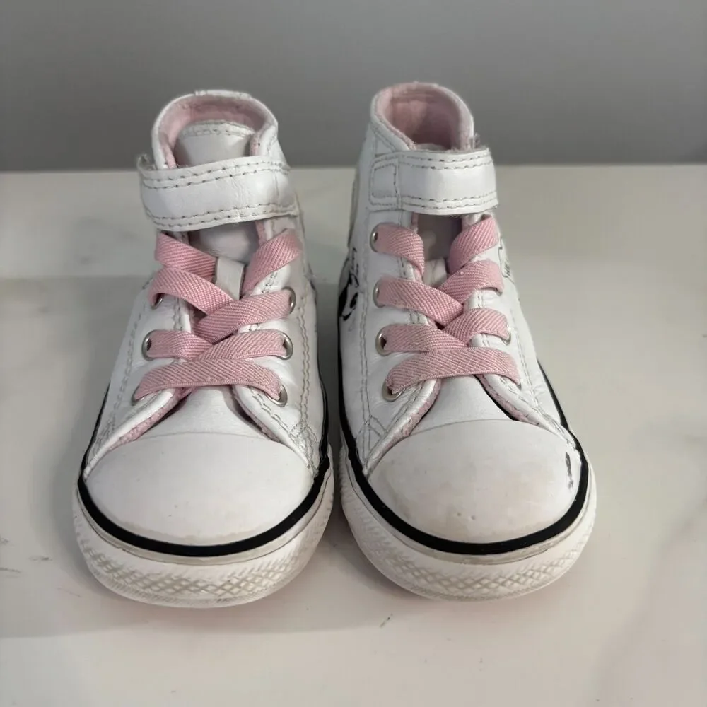 Converse All Star Panda Chuck Taylor Hi Top White Pink Toddler Girls Size 6